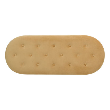Melinda oval tufted bullion fringe storage bench tan upholstery with button tufting HouseOfZazla on Tampa Home & Garden Store