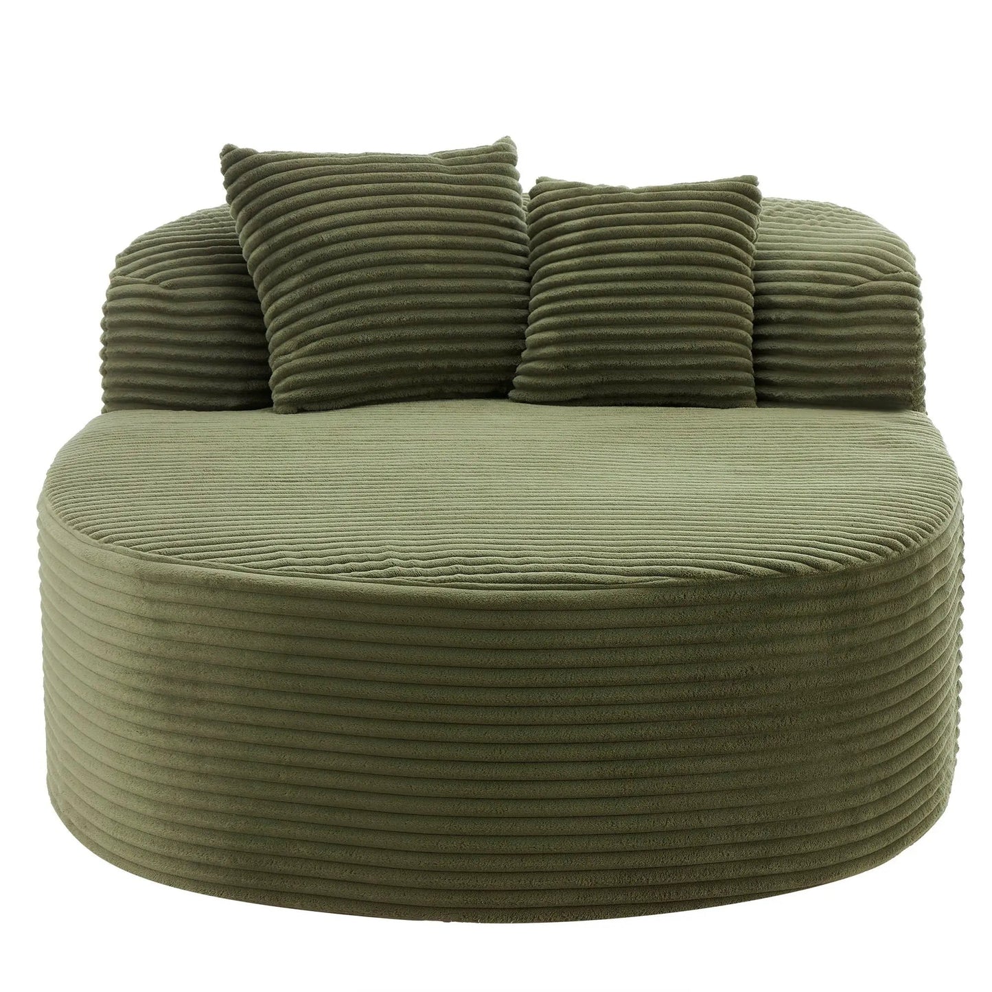 Modern Chaise Lounge Sofa olive green corduroy cushions with ribbed texture 3-piece set on Tampa Home & Garden Store