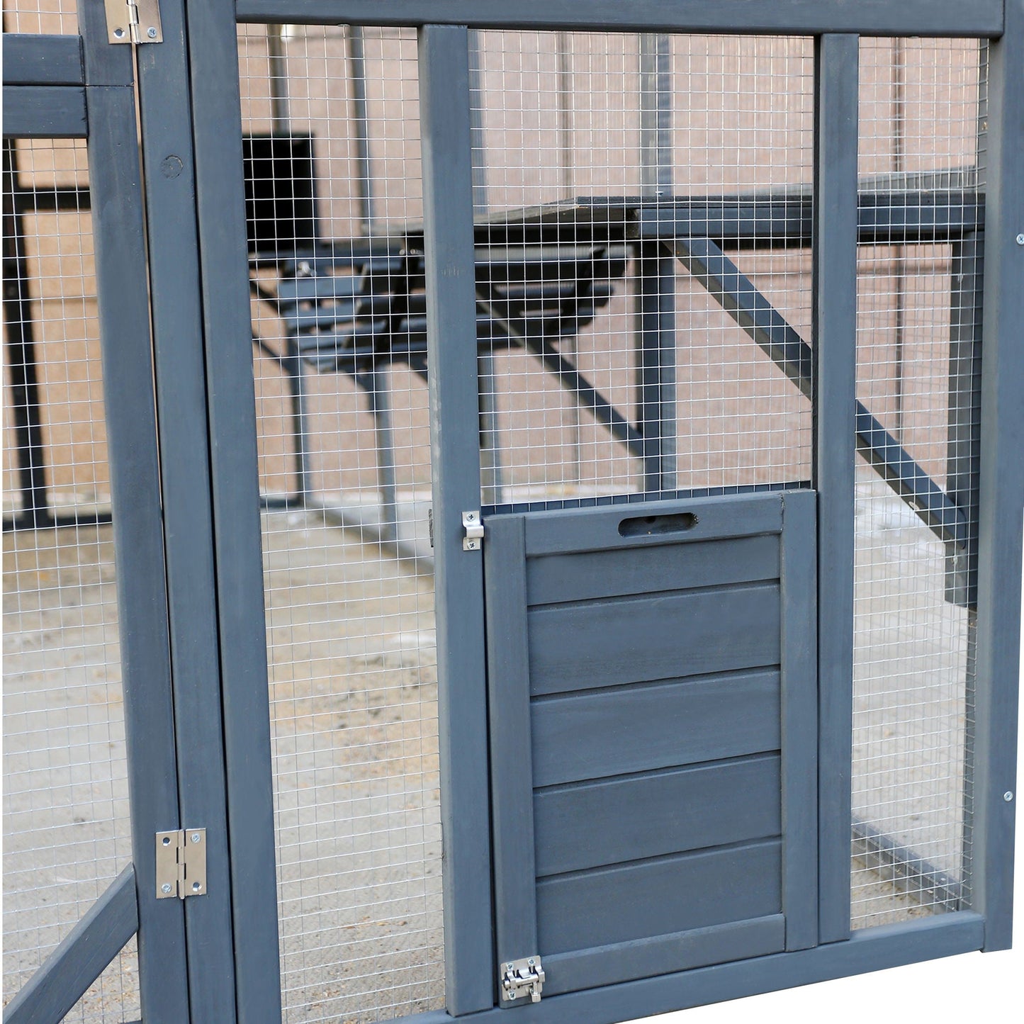 Spacious Wooden Cat Enclosure with Gray Roof