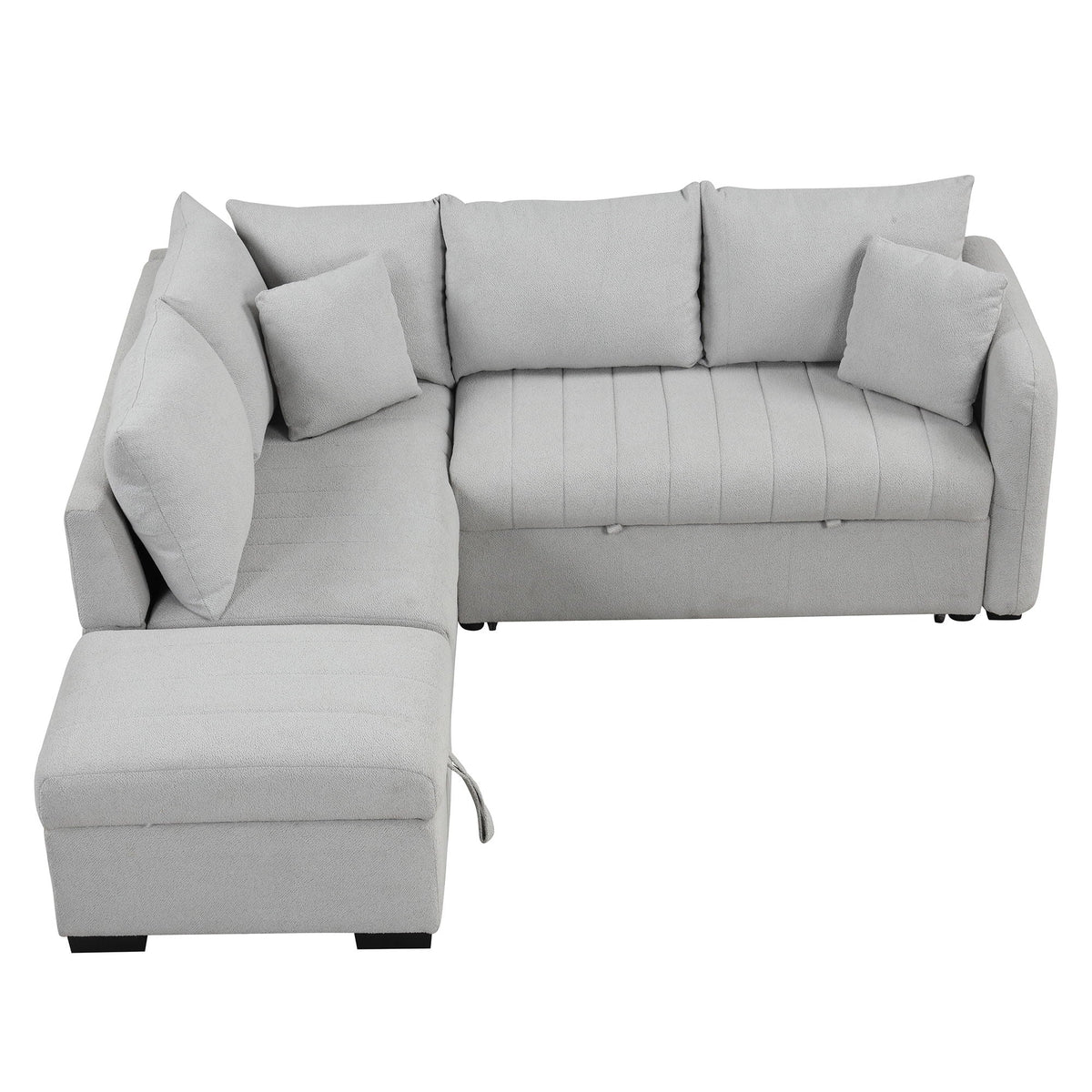 L-Shaped Sleeper Sectional with movable storage ottoman in gray fabric HouseOfZazla on Tampa Home & Garden Store