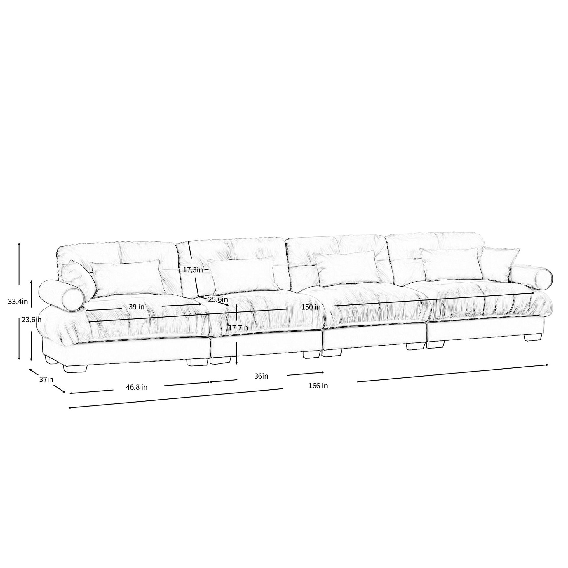 Super Comfort Oversized Modular Sectional Sofa HouseOfZazla, plush cushions, 150in long on Tampa Home & Garden Store