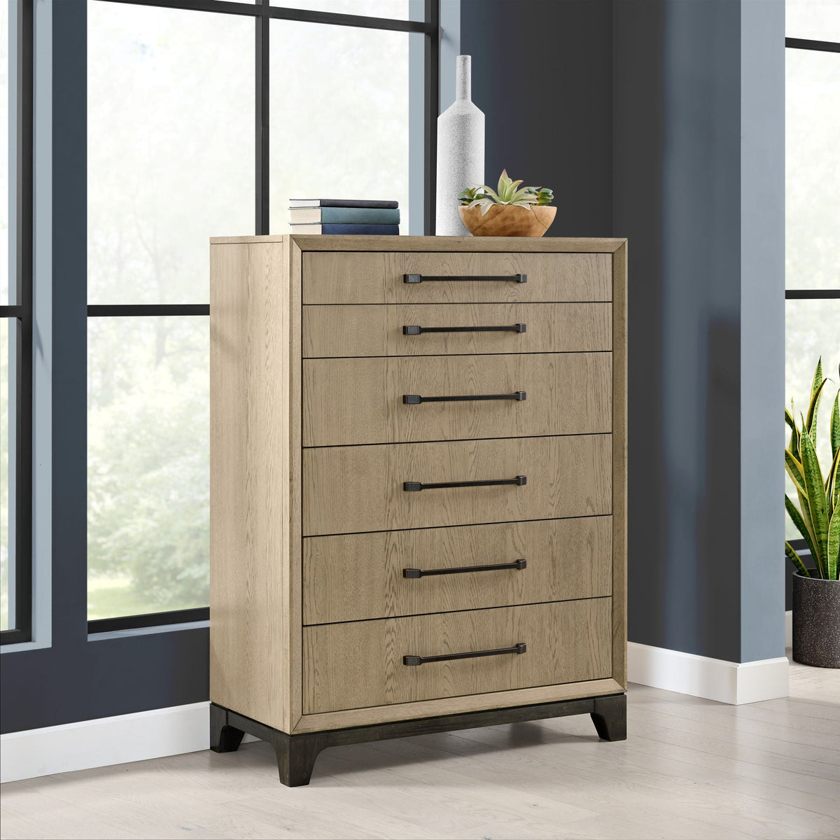 6 Drawer Chest with Smooth Glides in brown oak finish by HouseOfZazla on Tampa Home & Garden Store