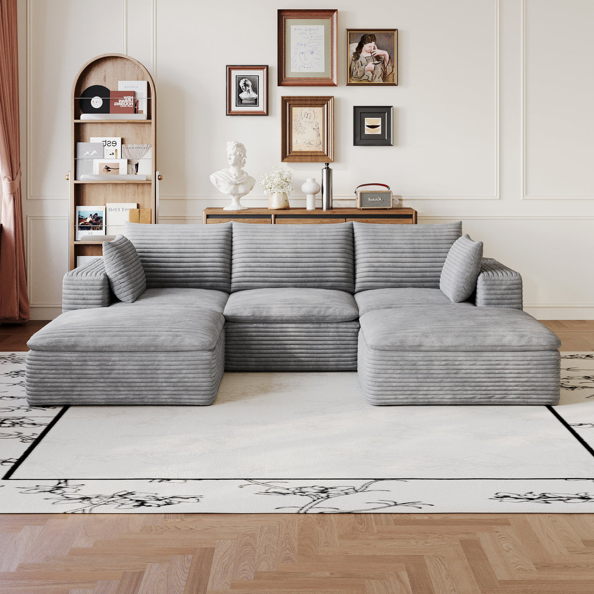 Grey Modular Cloud Sofa With Corduroy Cushions