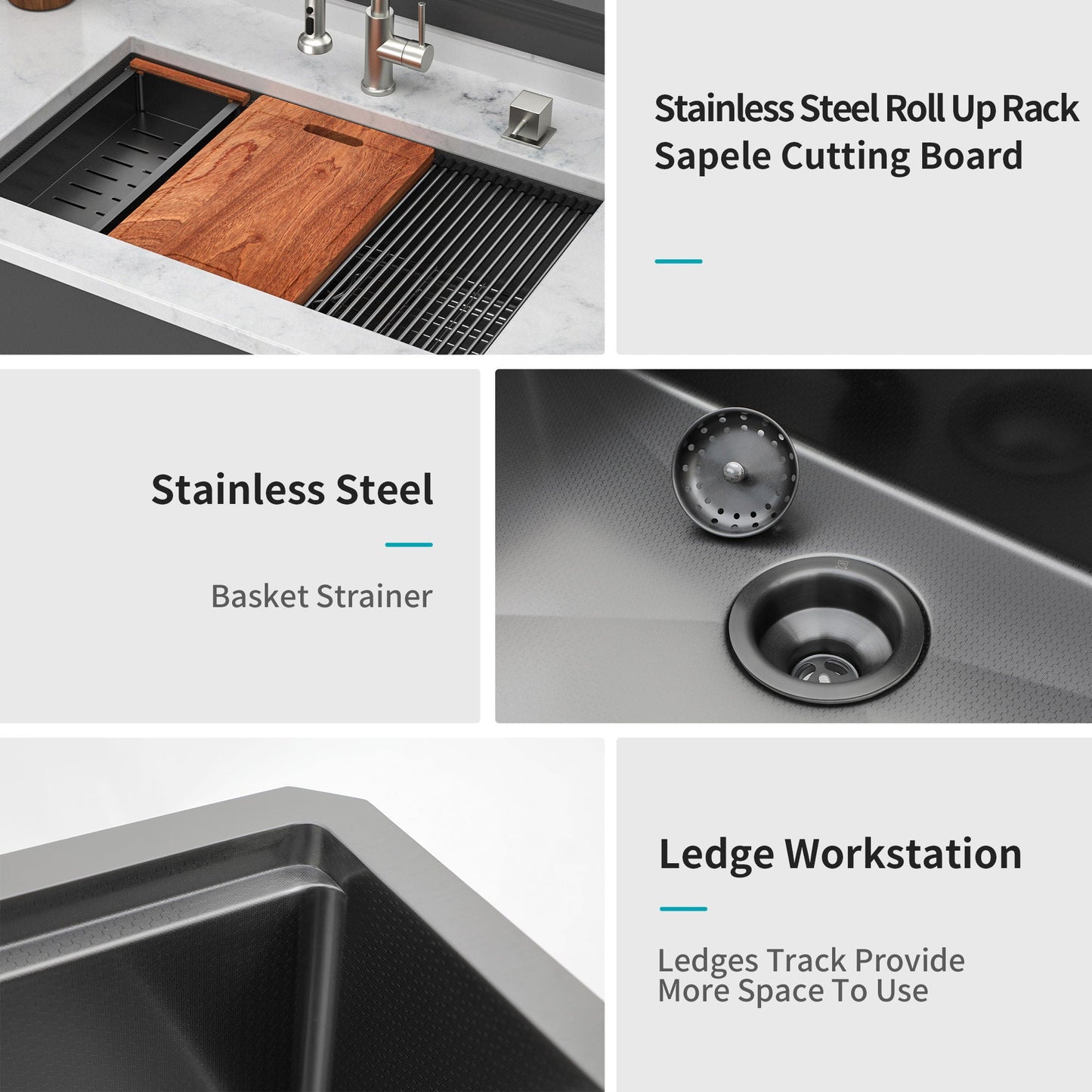 Single Bowl Workstation Sink with Stainless Steel