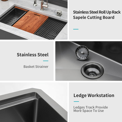 Single Bowl Workstation Sink with Stainless Steel