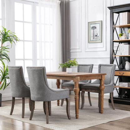 Ultra Side Dining Chair Nail Head gray upholstered chair with wood legs set of 2 HouseOfZazla on Tampa Home & Garden Store