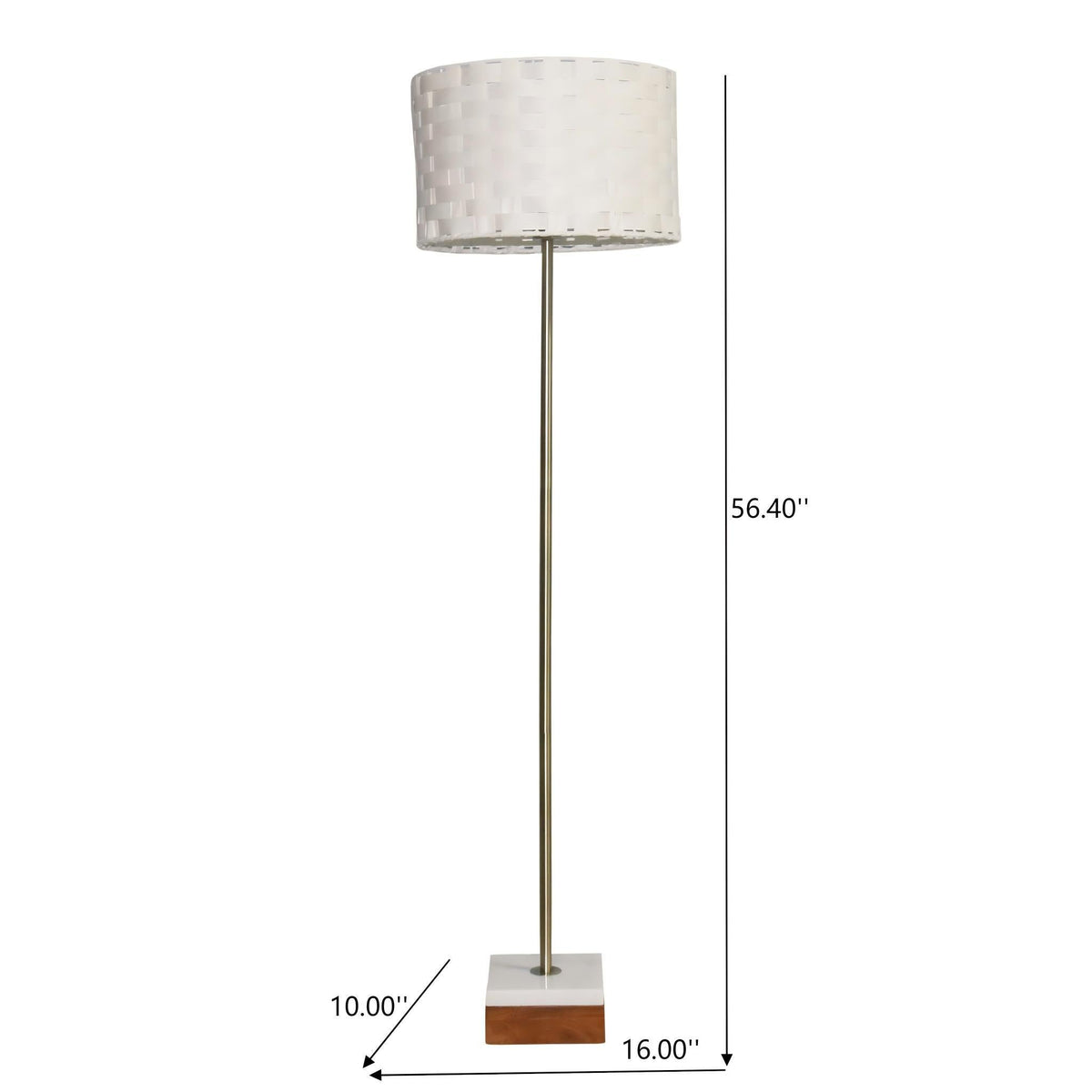 Viora Floor Lamp in gold with white woven drum shade and square base HouseOfZazla on Tampa Home & Garden Store