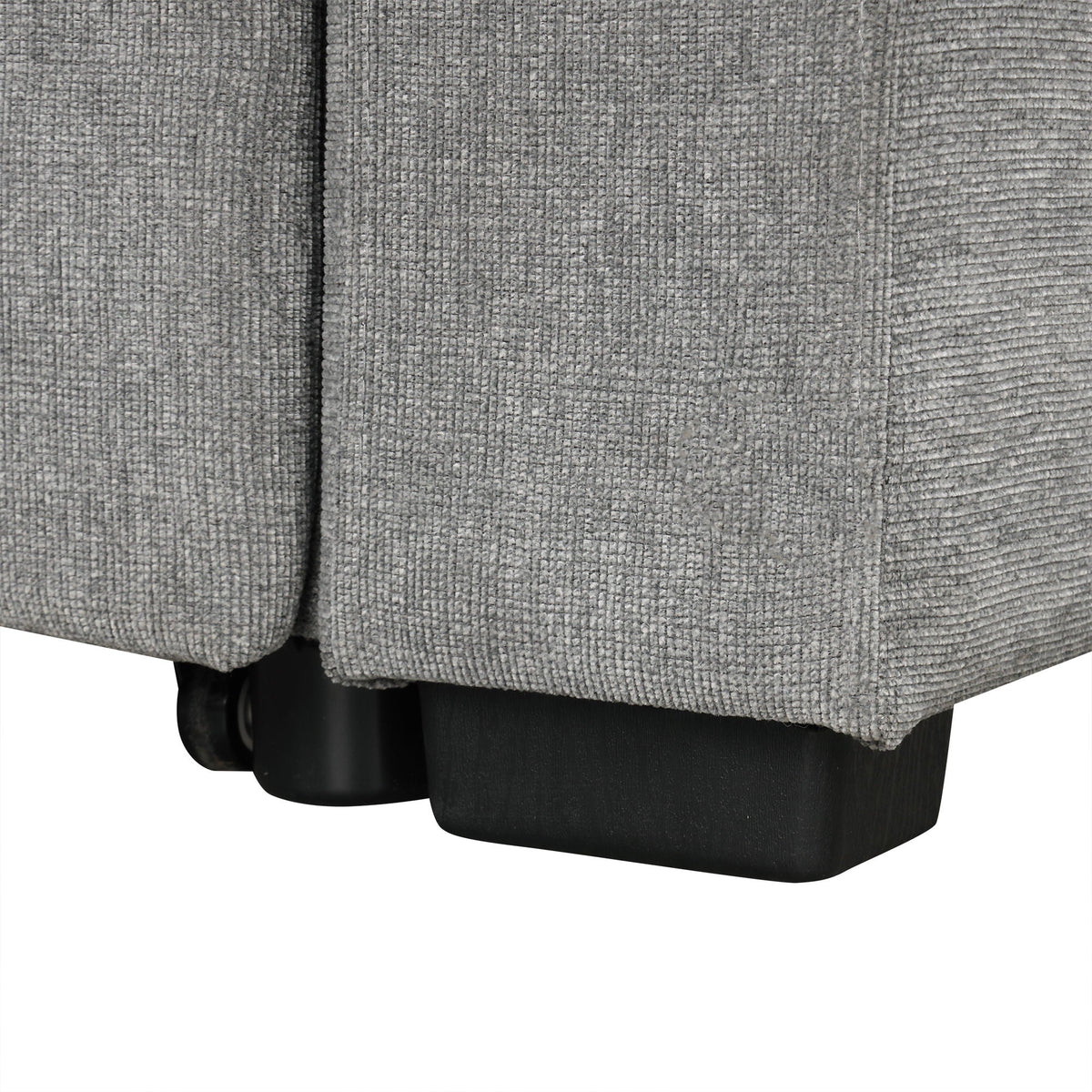 Single pull-out sleeper chair in dark gray textured fabric with black plastic leg on Tampa Home & Garden Store