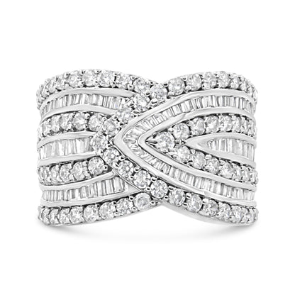 Diamond multi-row overlay band ring in 925 sterling silver with pavé diamonds size 7 on Tampa Home & Garden Store