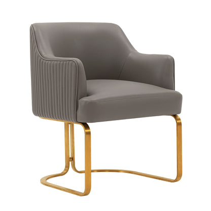 HouseOfZazla modern arm chair in dark gray leather with solid wood frame and gold base on Tampa Home & Garden Store