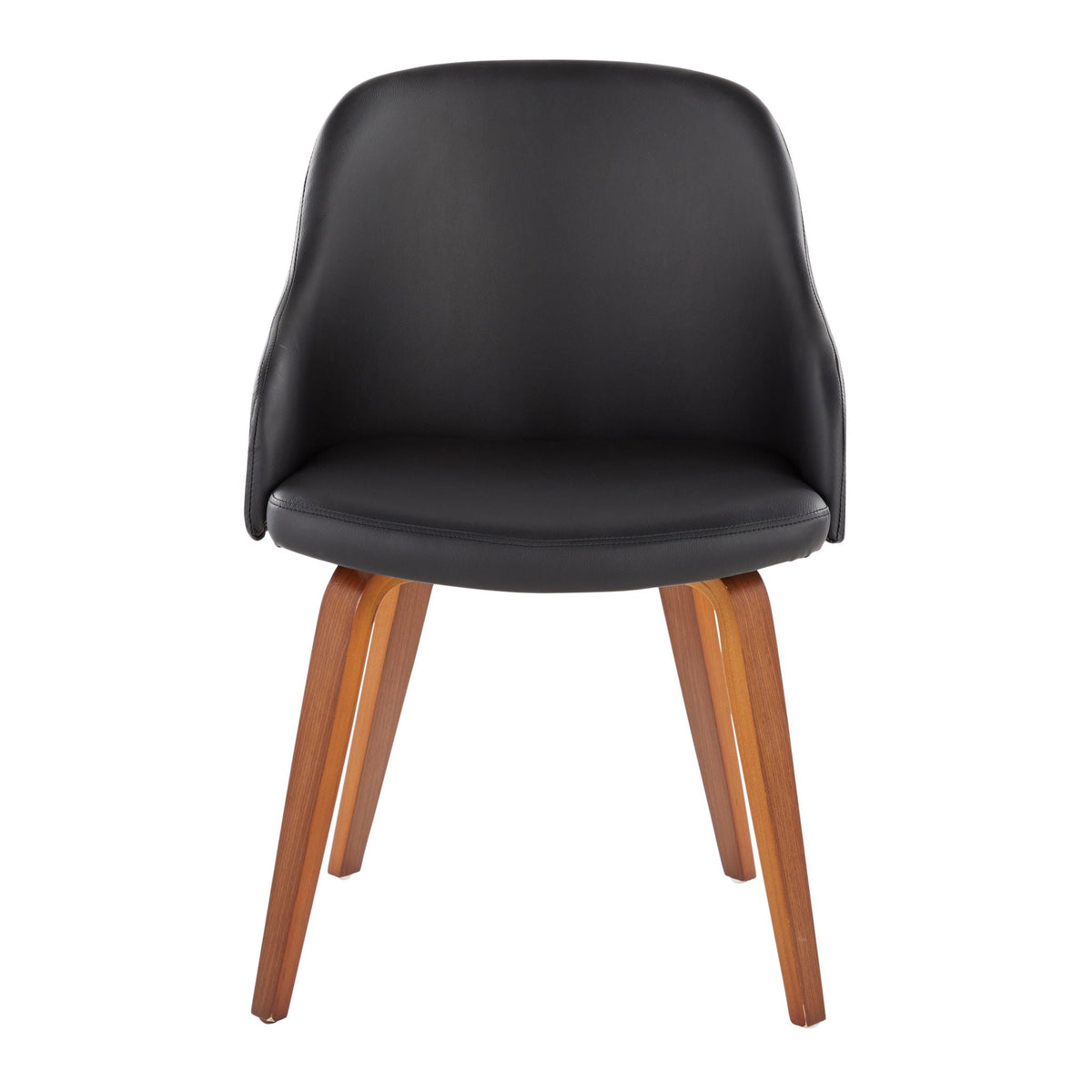 Mid Century Modern Dining Arm Chair with black leather upholstery and wooden legs on Tampa Home & Garden Store