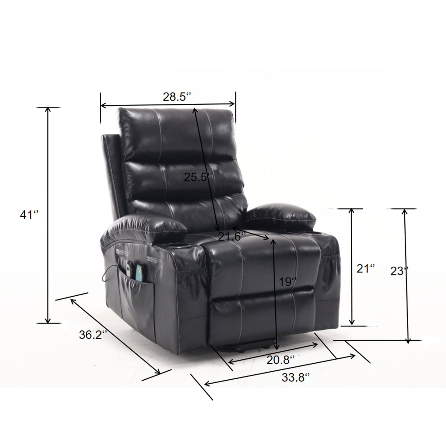 Large black leather electric lift recliner chair with massage and heat by HouseOfZazla on Tampa Home & Garden Store