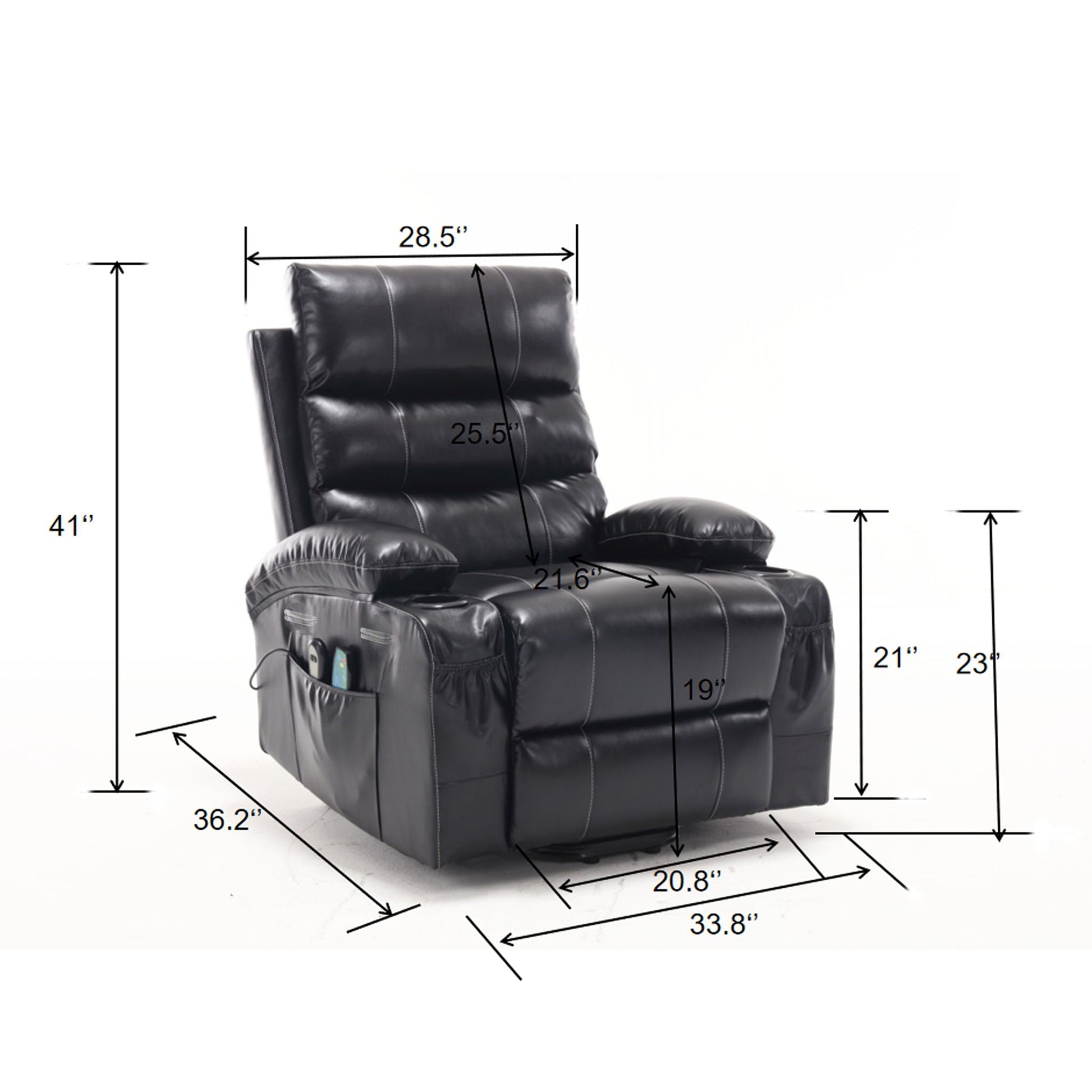 Large black leather electric lift recliner chair with massage and heat by HouseOfZazla on Tampa Home & Garden Store