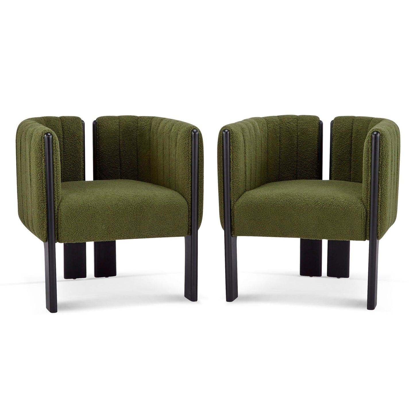Comfort Stylish Seating Dining Chair Set, four olive-green upholstered chairs with black legs on Tampa Home & Garden Store
