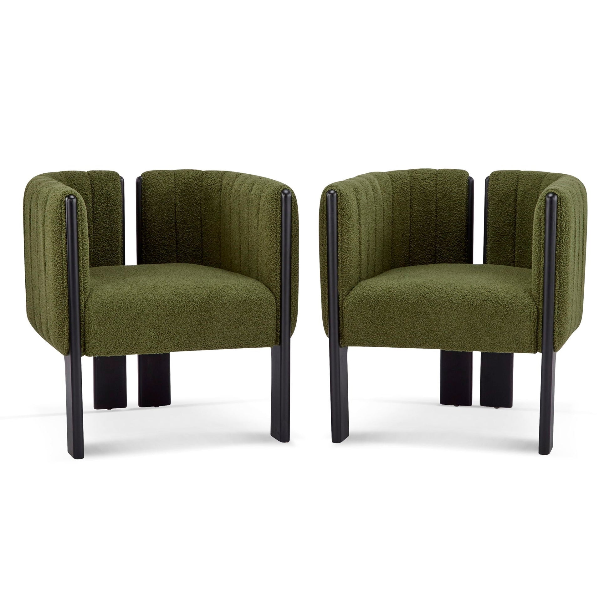 Comfort Stylish Seating Dining Chair Set, four olive-green upholstered chairs with black legs on Tampa Home & Garden Store