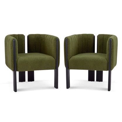 Comfort Stylish Seating Dining Chair Set, four olive-green upholstered chairs with black legs on Tampa Home & Garden Store