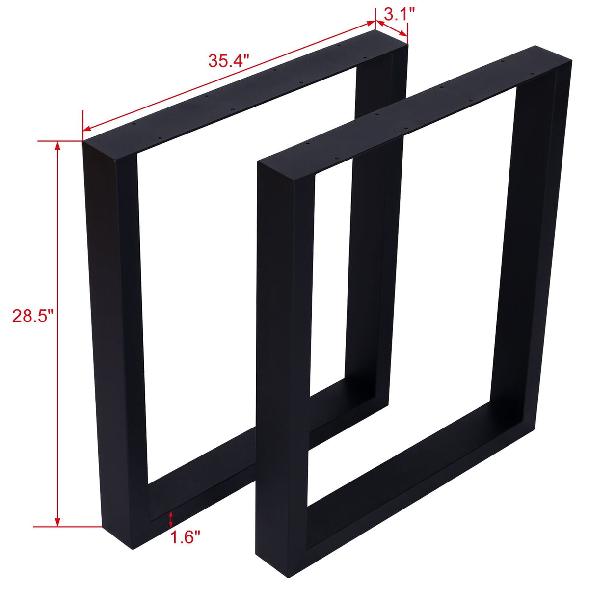 Heavy duty steel table bases in black with a wide rectangular base and inner brace HouseOfZazla pair on Tampa Home & Garden Store