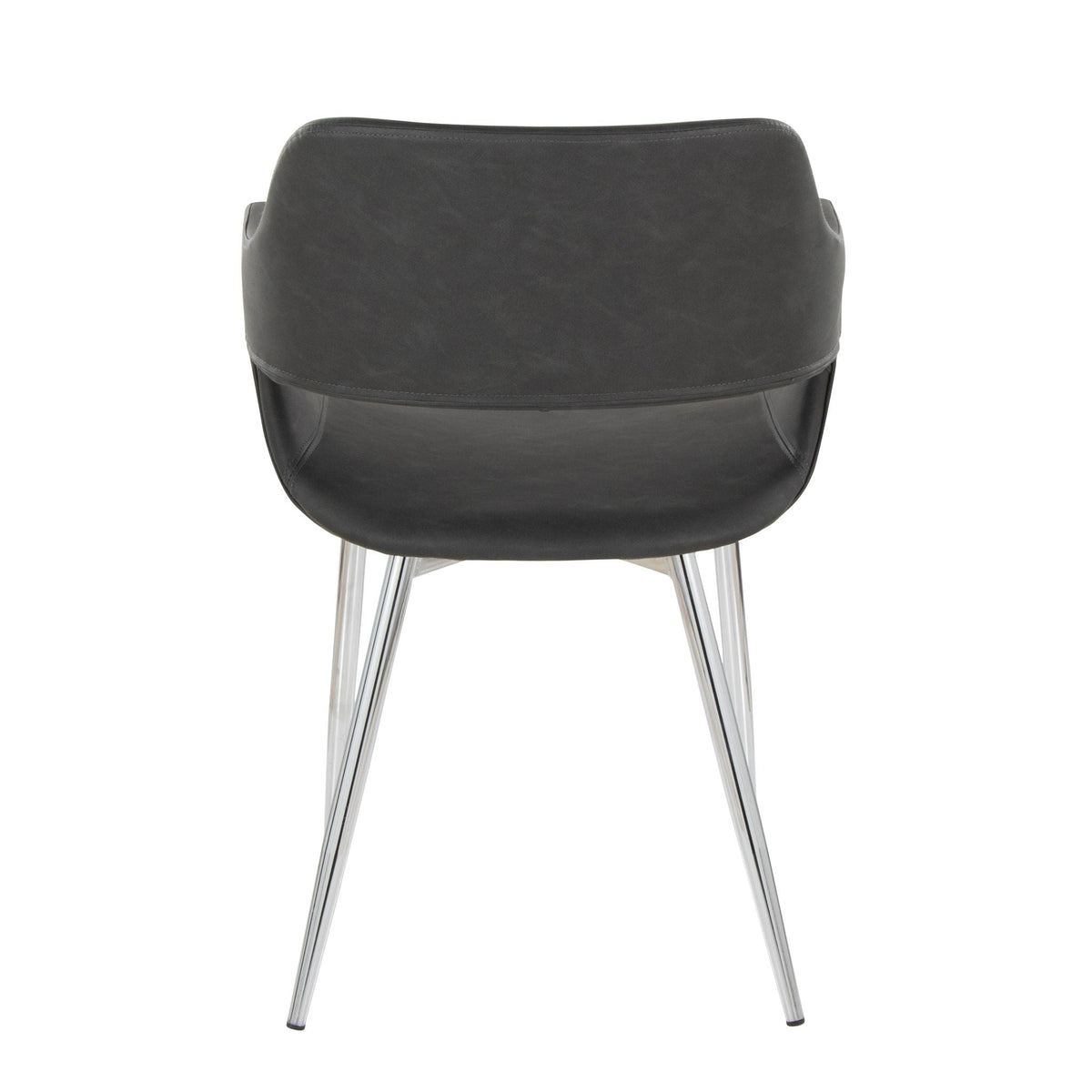 Contemporary Dining Chair Set back view in black faux leather with chrome legs HouseOfZazla on Tampa Home & Garden Store