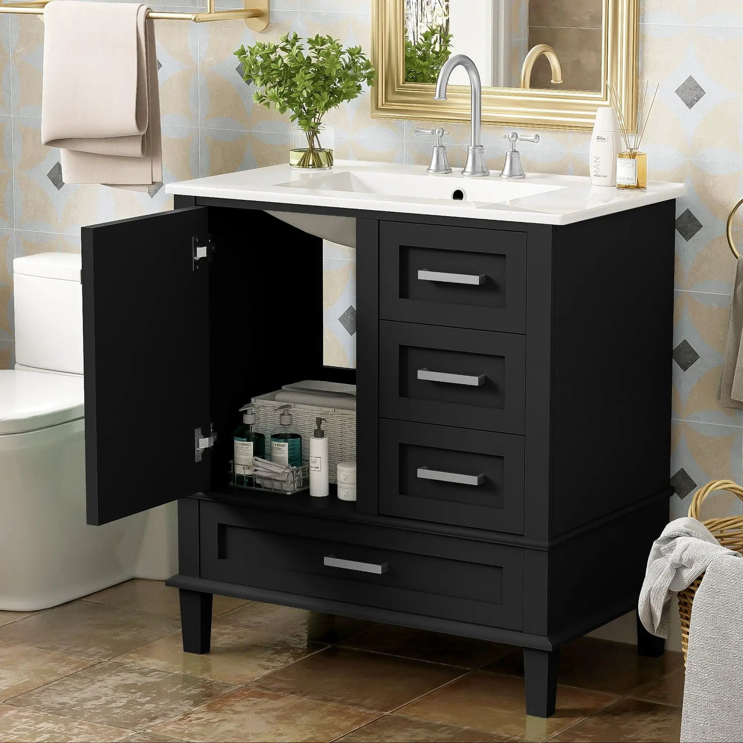 Bathroom Vanity With Sink Solid Wood Cabinet
