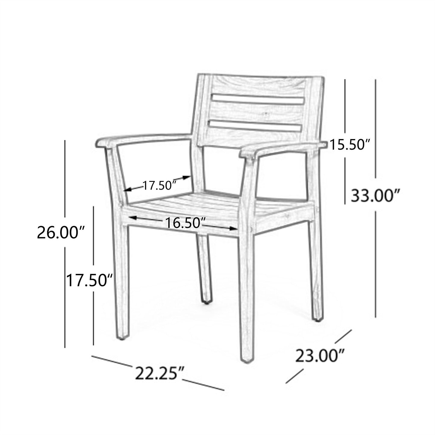 Stamford Dining Chairs set of 2, acacia wood outdoor armchairs by HouseOfZazla on Tampa Home & Garden Store