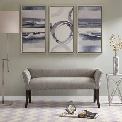 Elegant Bench with Solid Wood Frame Nailhead Trim