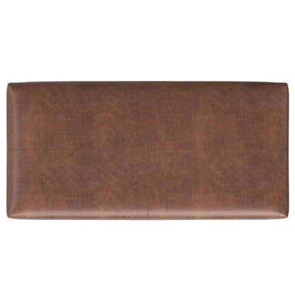 Gabbie storage ottoman in brown leather with stitched seams; Unique Piece Furniture on Tampa Home & Garden Store