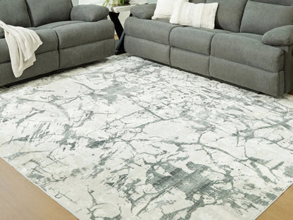 Tobinbury Washable Faux Fur Rug Gray Abstract