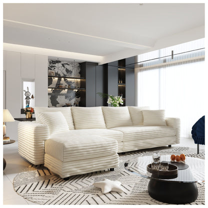 Deep Seat Sofa Bed With Ottoman and Soft Pillows