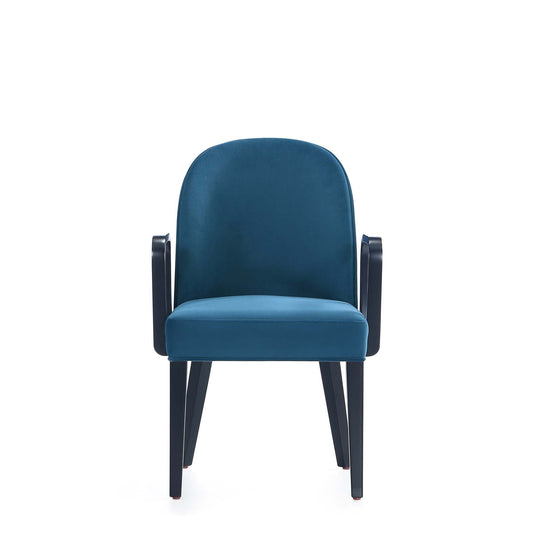 Hillman Armchair with blue velvet upholstery and dark metal legs by HouseOfZazla on Tampa Home & Garden Store
