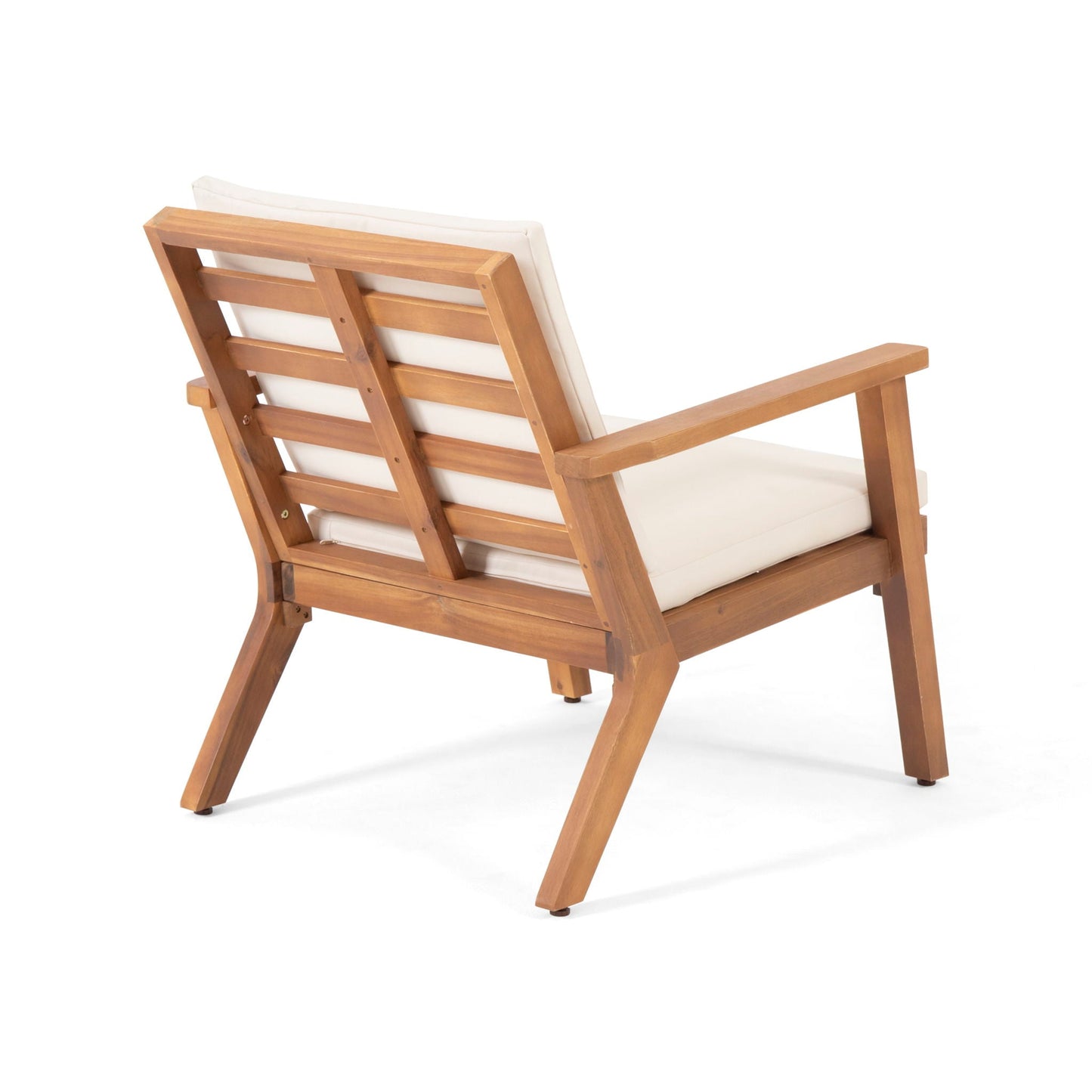 Outdoor Club Chair With Cushion, wooden frame, white cushion by HouseOfZazla on Tampa Home & Garden Store