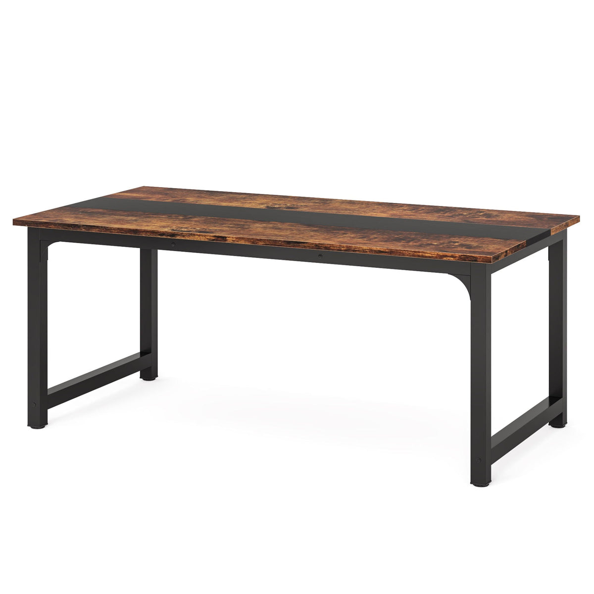 Large computer desk with steel frame and burnt-wood top, adjustable feet HouseOfZazla on Tampa Home & Garden Store