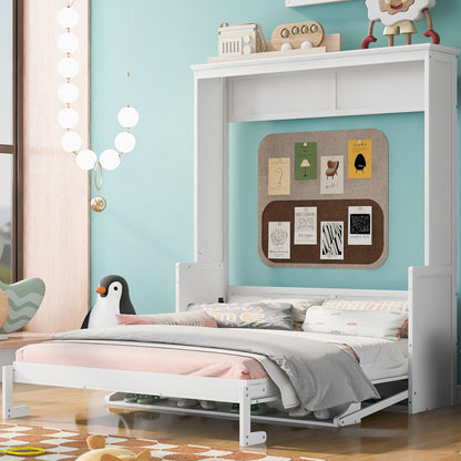 Queen Size Murphy Bed with Solid Pine Shelf