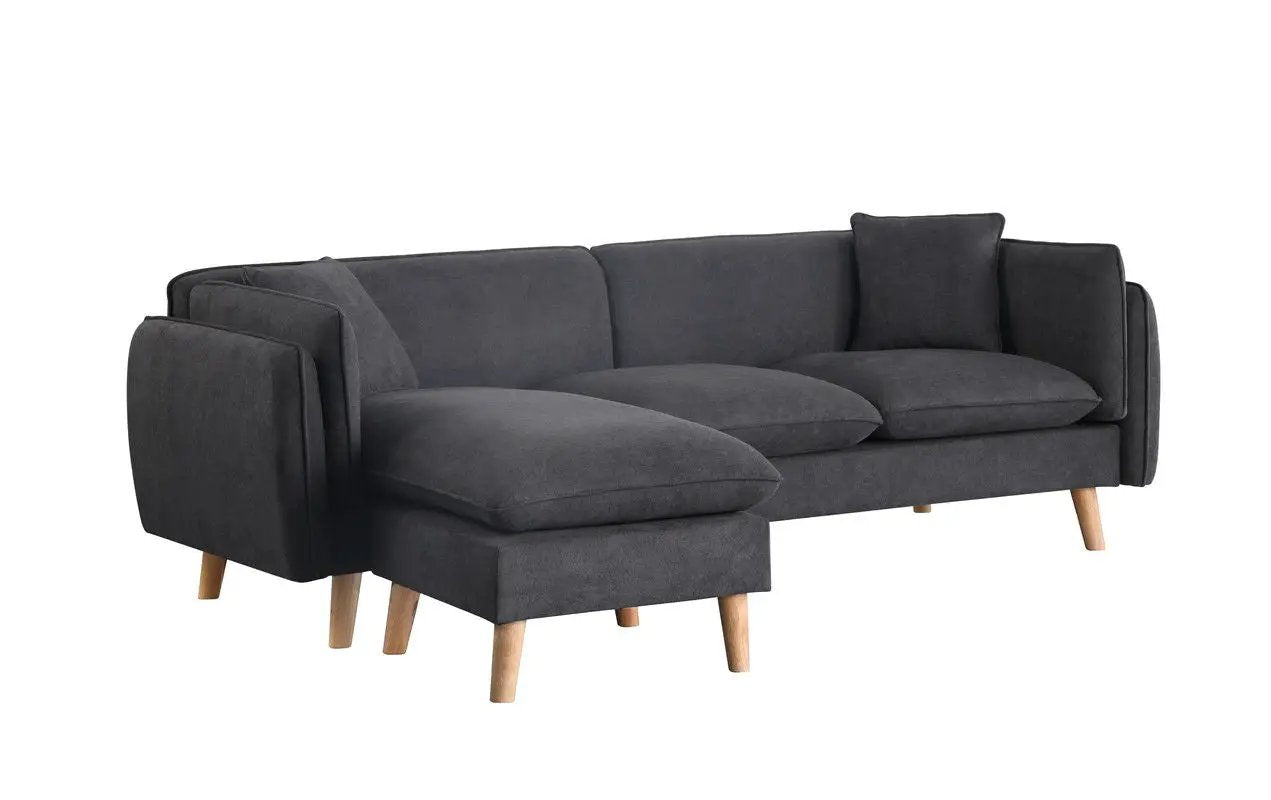 Brayden fabric sectional chaise in dark gray upholstery with wooden legs by Unique Piece Furniture on Tampa Home & Garden Store