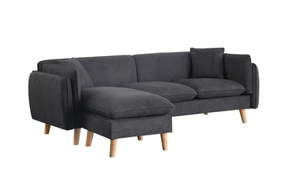 Brayden fabric sectional chaise in dark gray upholstery with wooden legs by Unique Piece Furniture on Tampa Home & Garden Store