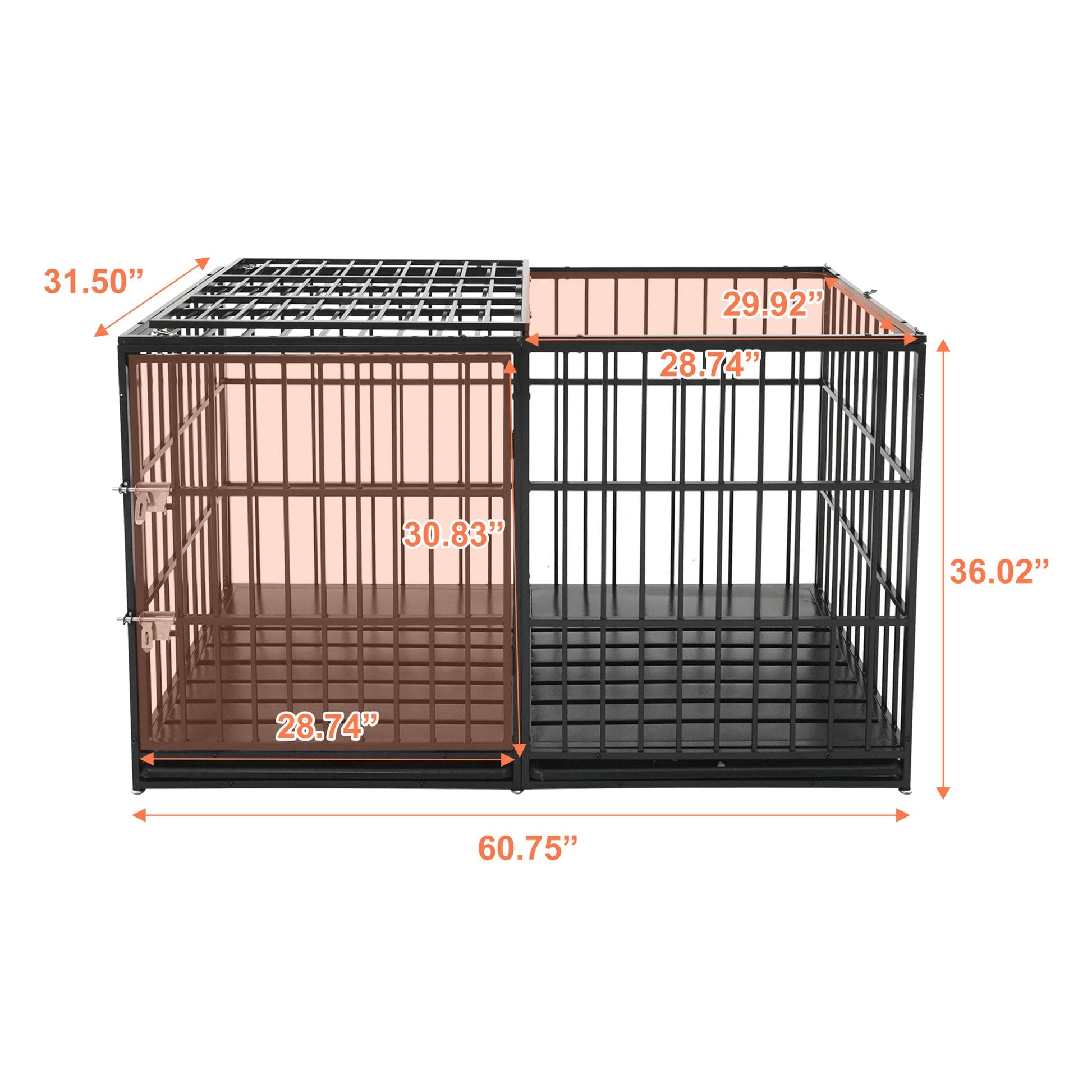Extra Large Heavy Duty Dog Crate with Removable Pans black with brown interior by HouseOfZazla on Tampa Home & Garden Store