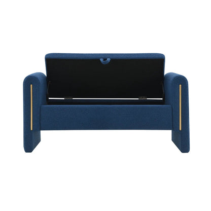 Modern Teddy Upholstered Bed End Bench with Arms and storage, blue Unique Piece Furniture on Tampa Home & Garden Store