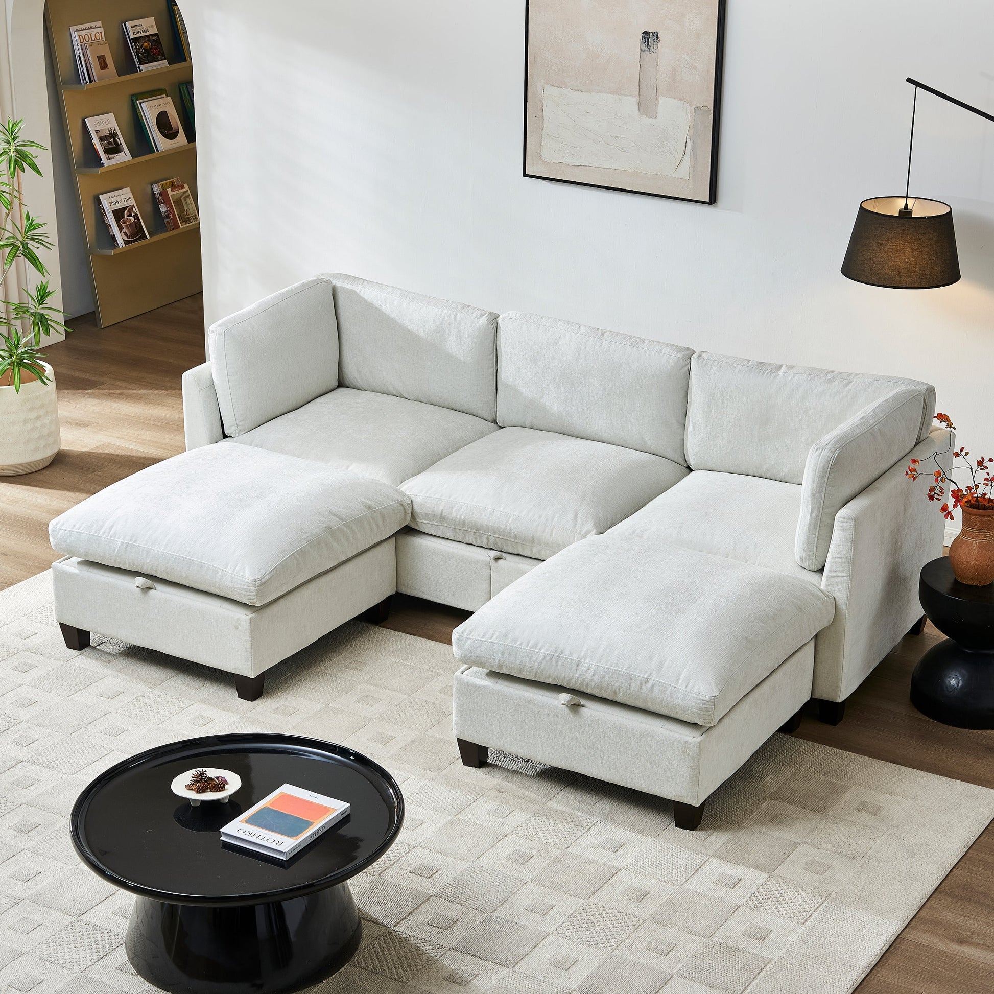 96.5in sectional couch in light gray fabric with chaise by HouseOfZazla for living room on Tampa Home & Garden Store