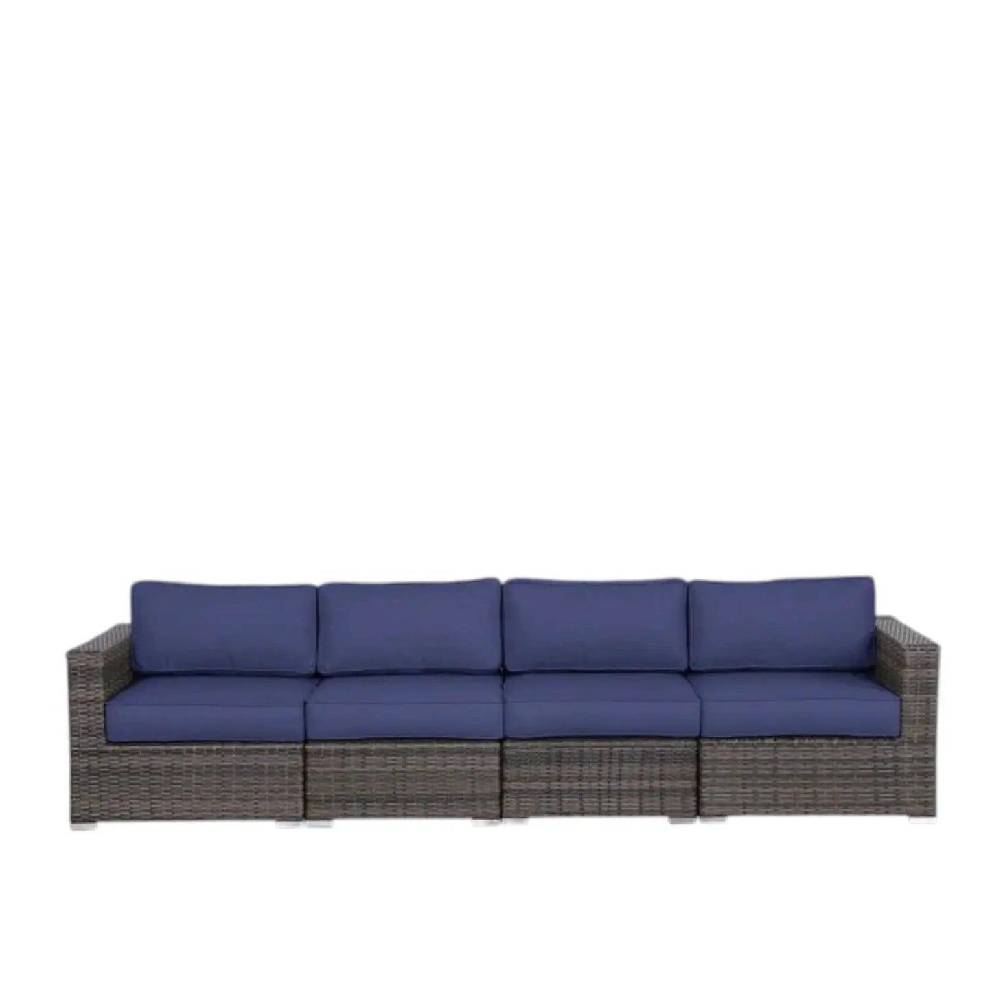 Luxurious wicker patio sectional 4-seat with navy Sunbrella cushions by Unique Piece Furniture on Tampa Home & Garden Store