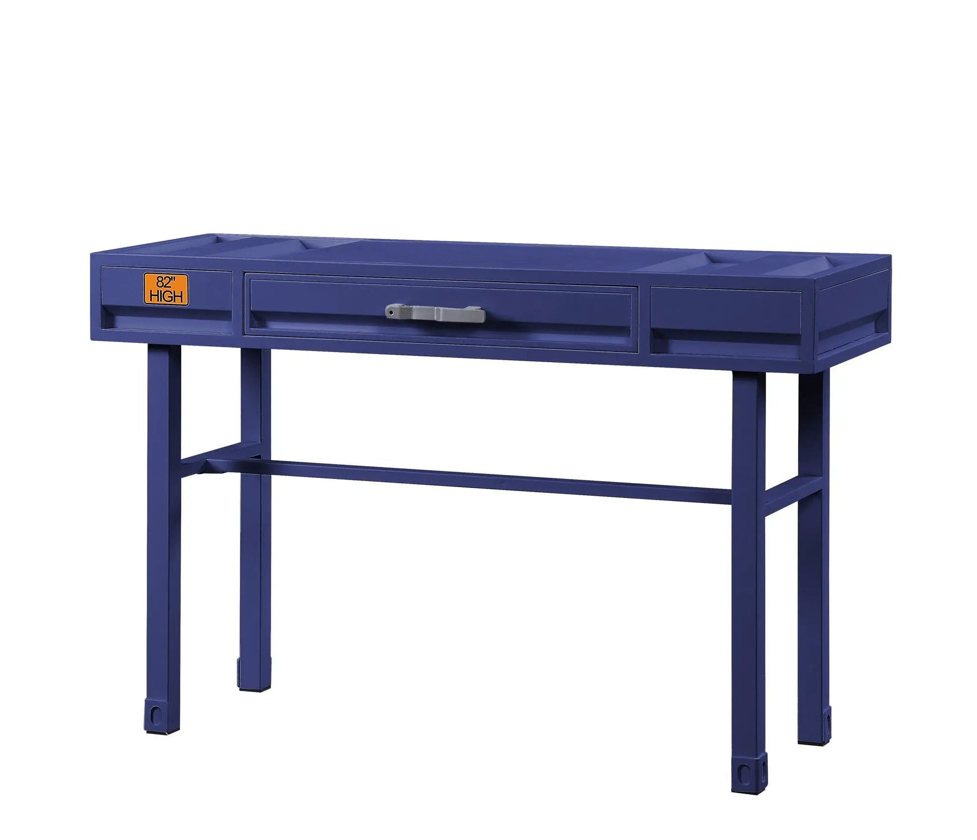 Cargo vanity desk blue with central long drawer and top cubbies on Tampa Home & Garden Store