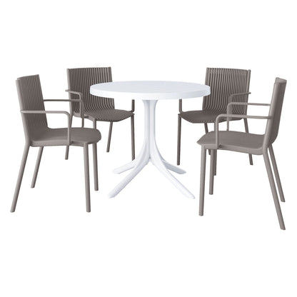4 Stackable Plastic Chairs and Round Table