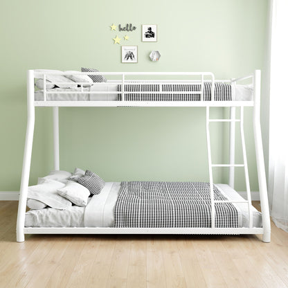 Sturdy Metal Bunk Bed With Ladder and Guardrail