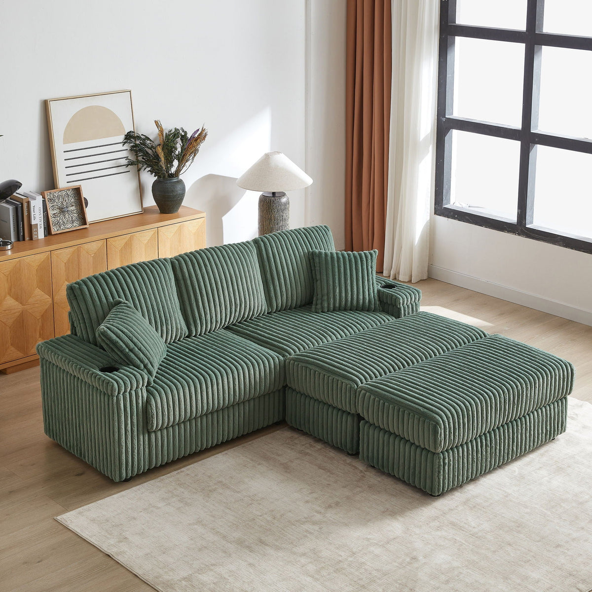 3 Seater Sofa With 2 Ottomans and Storage