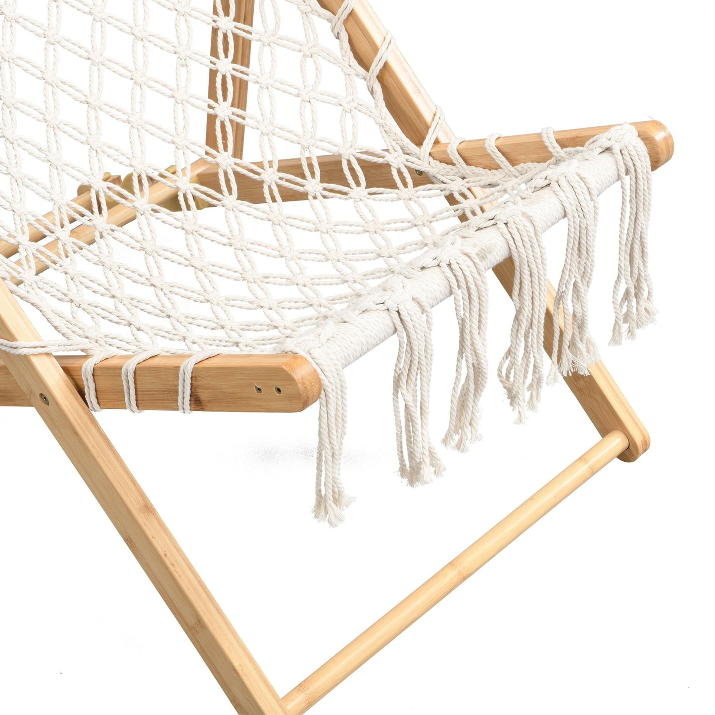 Bamboo weaving chair set with handwoven rope netting natural color HouseOfZazla outdoor chairs on Tampa Home & Garden Store