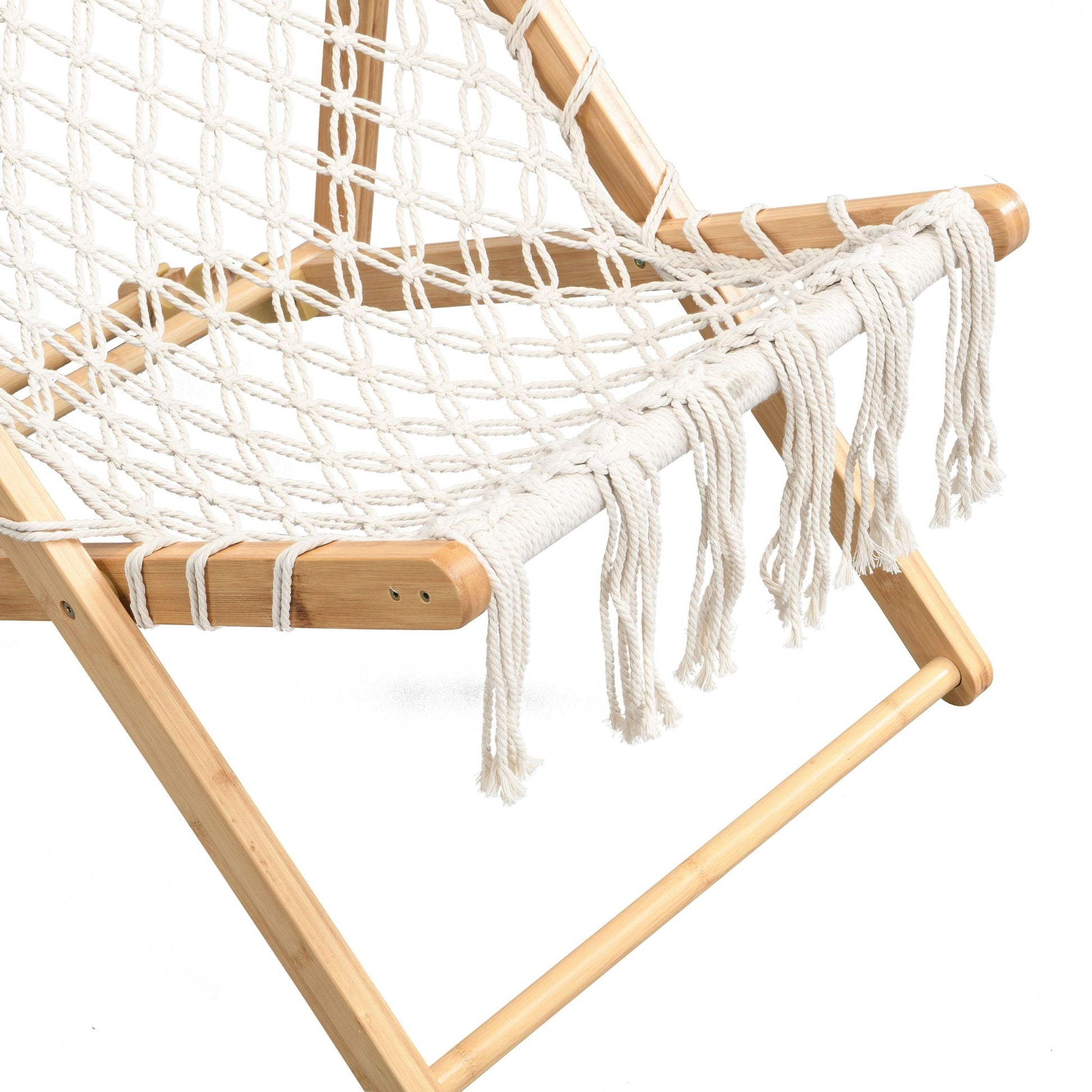 Bamboo weaving chair set with handwoven rope netting natural color HouseOfZazla outdoor chairs on Tampa Home & Garden Store