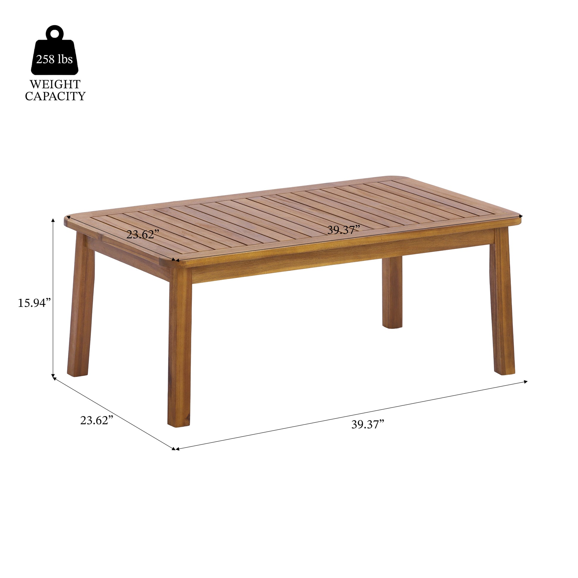 Teak outdoor table with slatted top, 39.37inL x 23.62inW x 15.94inH, HouseOfZazla on Tampa Home & Garden Store