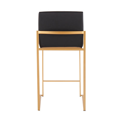 High-back counter stool with black upholstery and gold frame by HouseOfZazla on Tampa Home & Garden Store