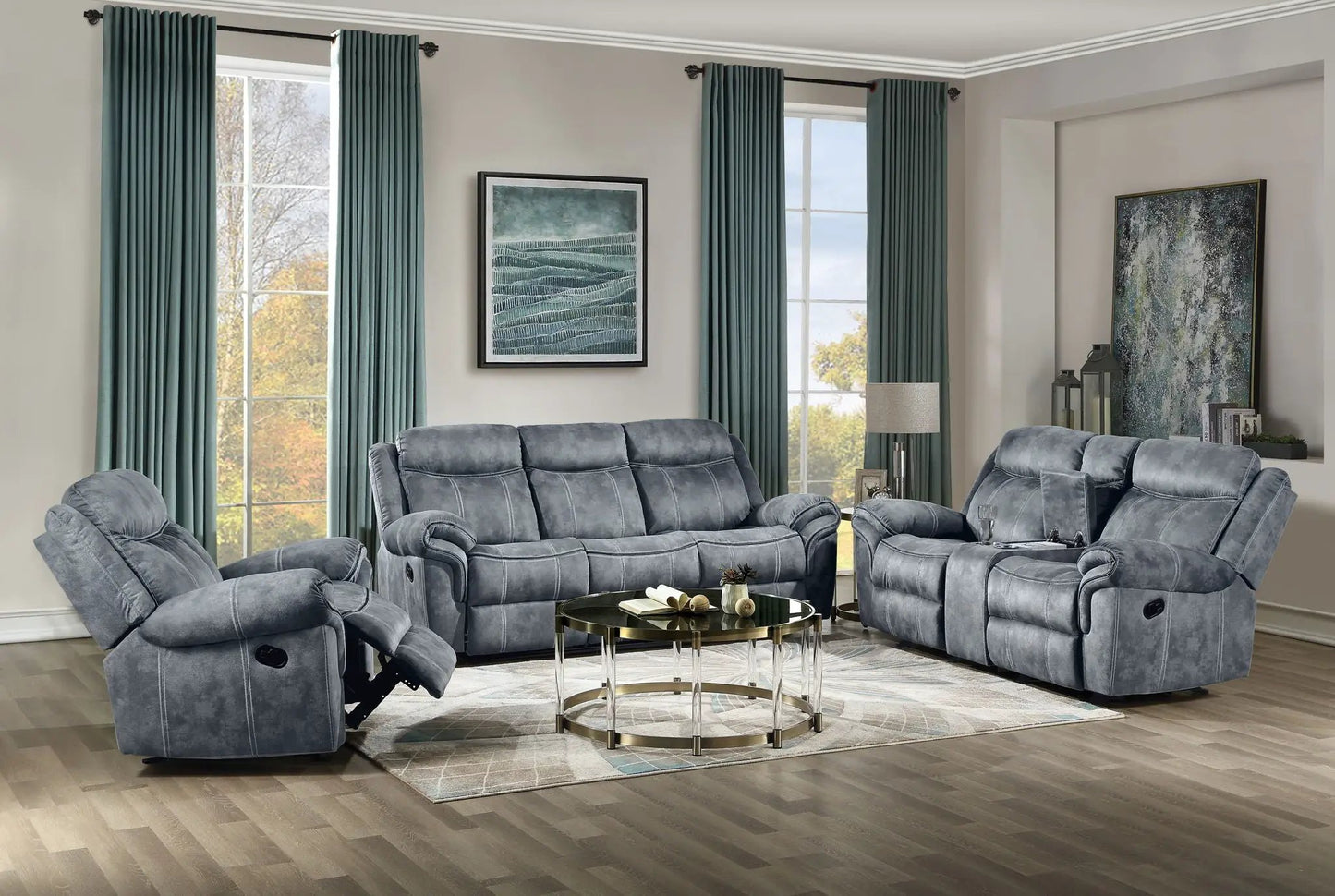 Zubaida Two Tone Three Piece Recliner Set