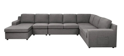 Waylon sectional sofa, gray fabric chaise, L-shaped stationary by Unique Piece Furniture on Tampa Home & Garden Store
