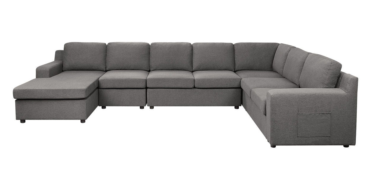 Waylon sectional sofa by HouseOfZazla, grey fabric L-shaped stationary sofa with left chaise on Tampa Home & Garden Store