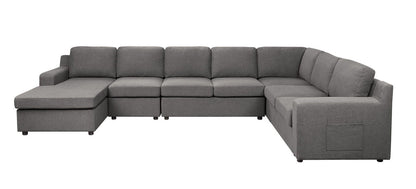 Waylon sectional sofa by HouseOfZazla, grey fabric L-shaped stationary sofa with left chaise on Tampa Home & Garden Store